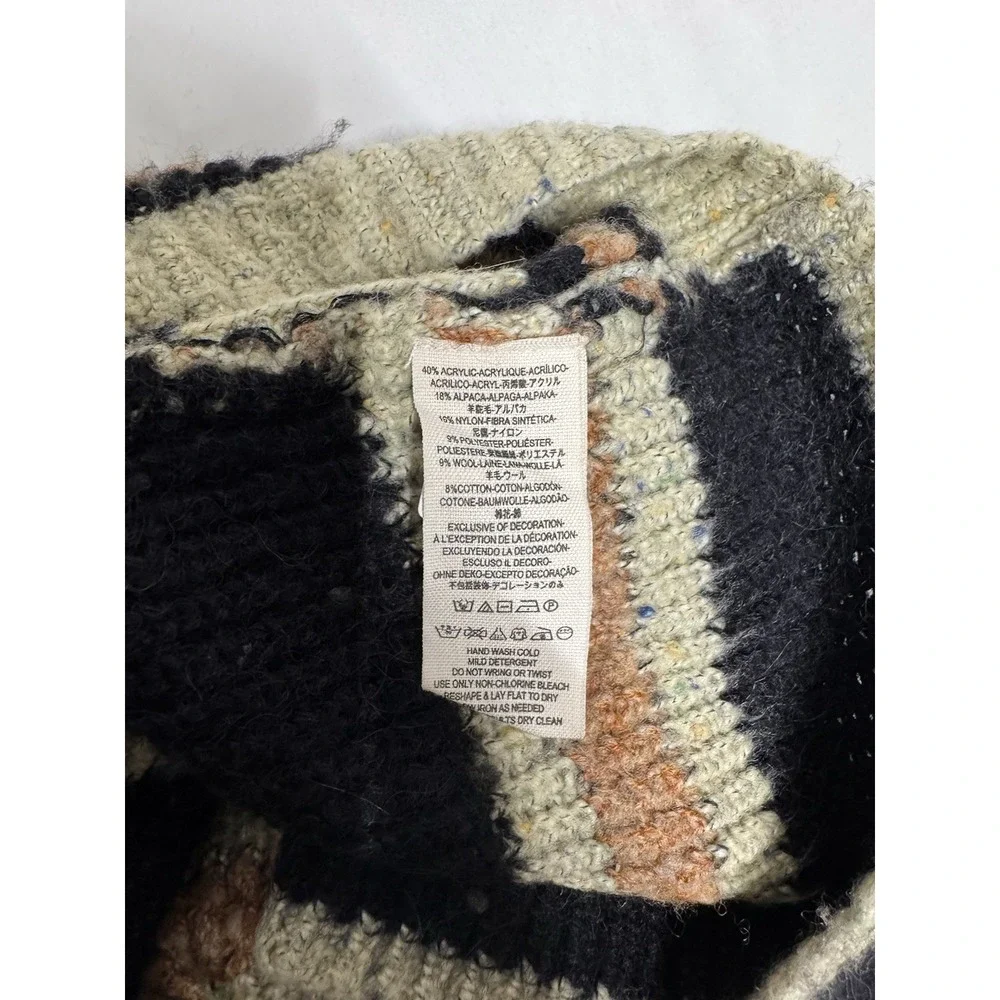 Free People Retro Teen Spirit Nirvana‎ Oversized Grommet Tape Sweater Size XS